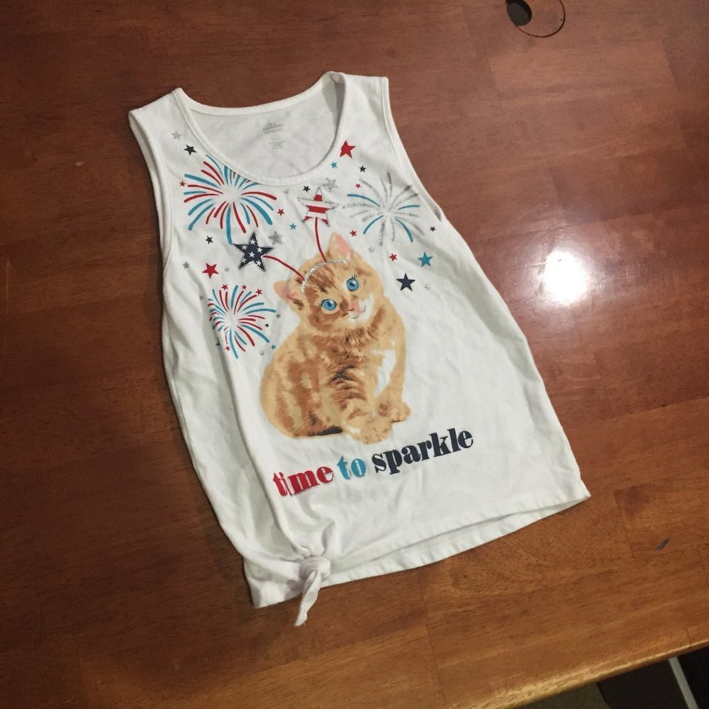 Kitty Cat White Tank Top